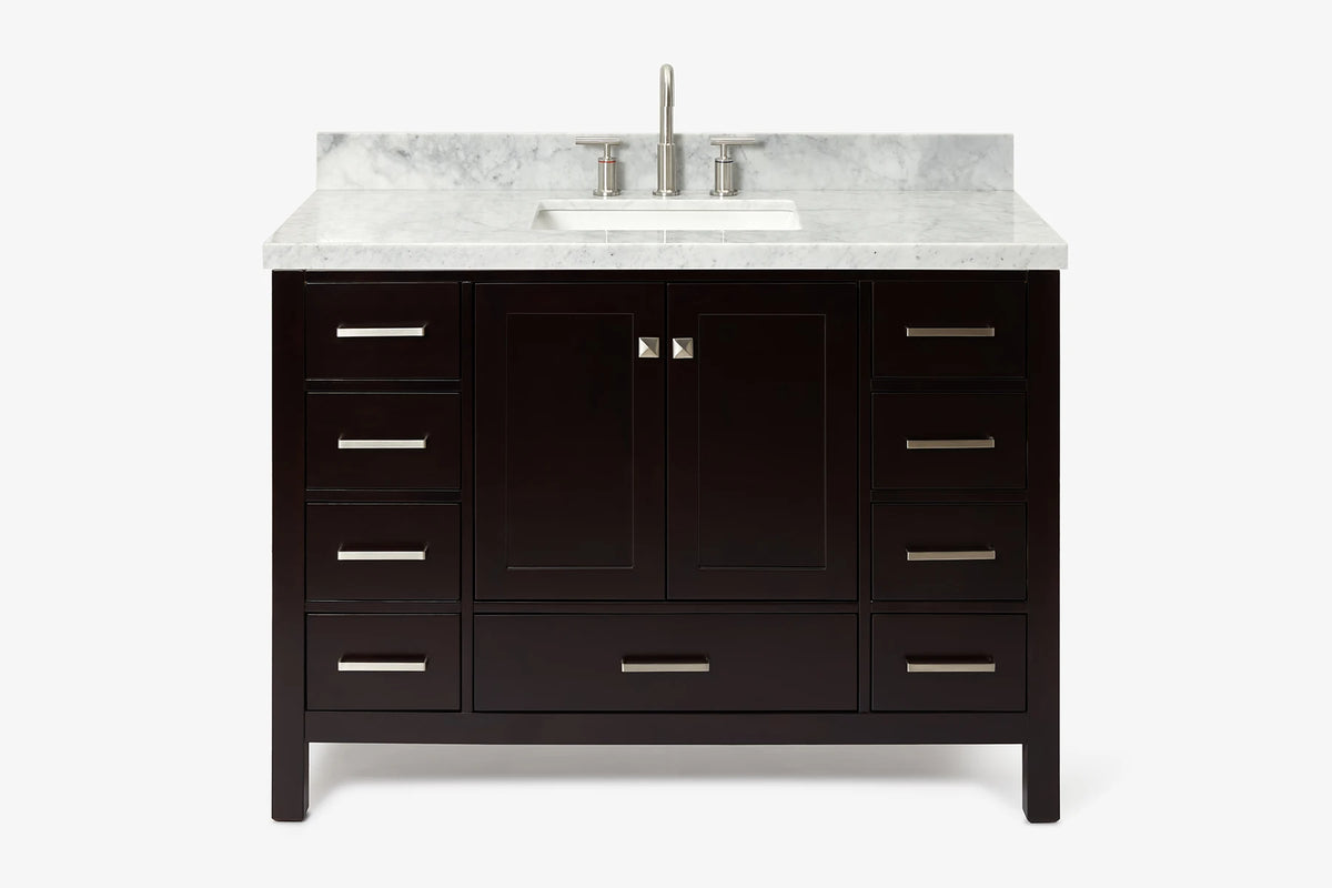 Ariel cambridge( 48"& 49") single rectangle sink  Bathroom vanity with carrara  marble (0.75 in, 1.5 in, 2 in) countertop