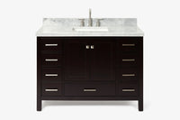 Ariel cambridge( 48"& 49") single rectangle sink  Bathroom vanity with carrara  marble (0.75 in, 1.5 in, 2 in) countertop