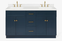 Ariel hamlet (60"& 61") double rectangle sink vanity with (0.75"& 1.5") countertop.