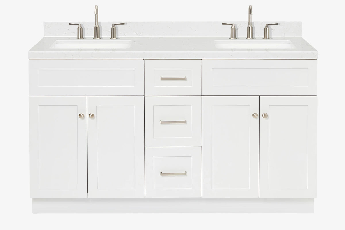 Ariel hamlet (60"& 61") double rectangle sink vanity with (0.75"& 1.5") countertop.
