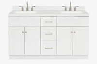 Ariel hamlet (60"& 61") double rectangle sink vanity with (0.75"& 1.5") countertop.