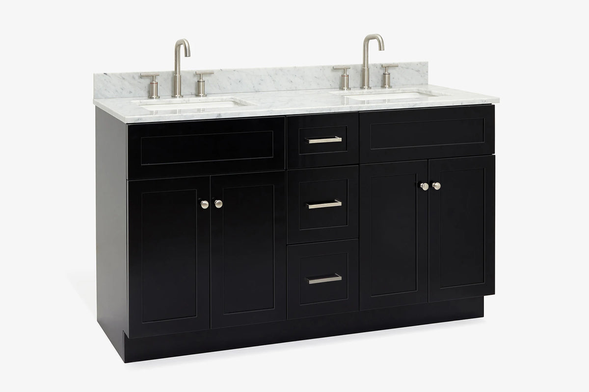 Ariel hamlet (60"& 61") double rectangle sink vanity with (0.75"& 1.5") countertop.