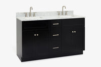 Ariel hamlet (60"& 61") double rectangle sink vanity with (0.75"& 1.5") countertop.