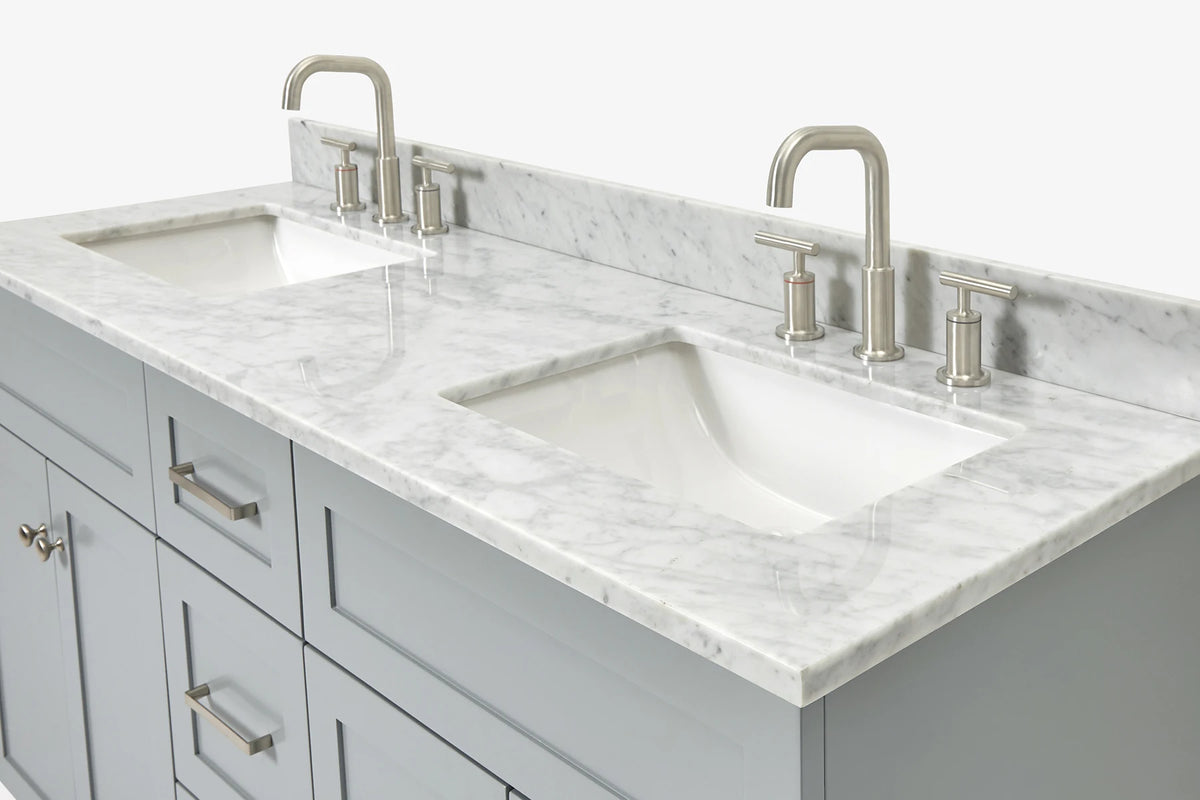 Ariel hamlet (60"& 61") double rectangle sink vanity with (0.75"& 1.5") countertop.