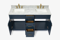 Ariel hamlet (60"& 61") double rectangle sink vanity with (0.75"& 1.5") countertop.