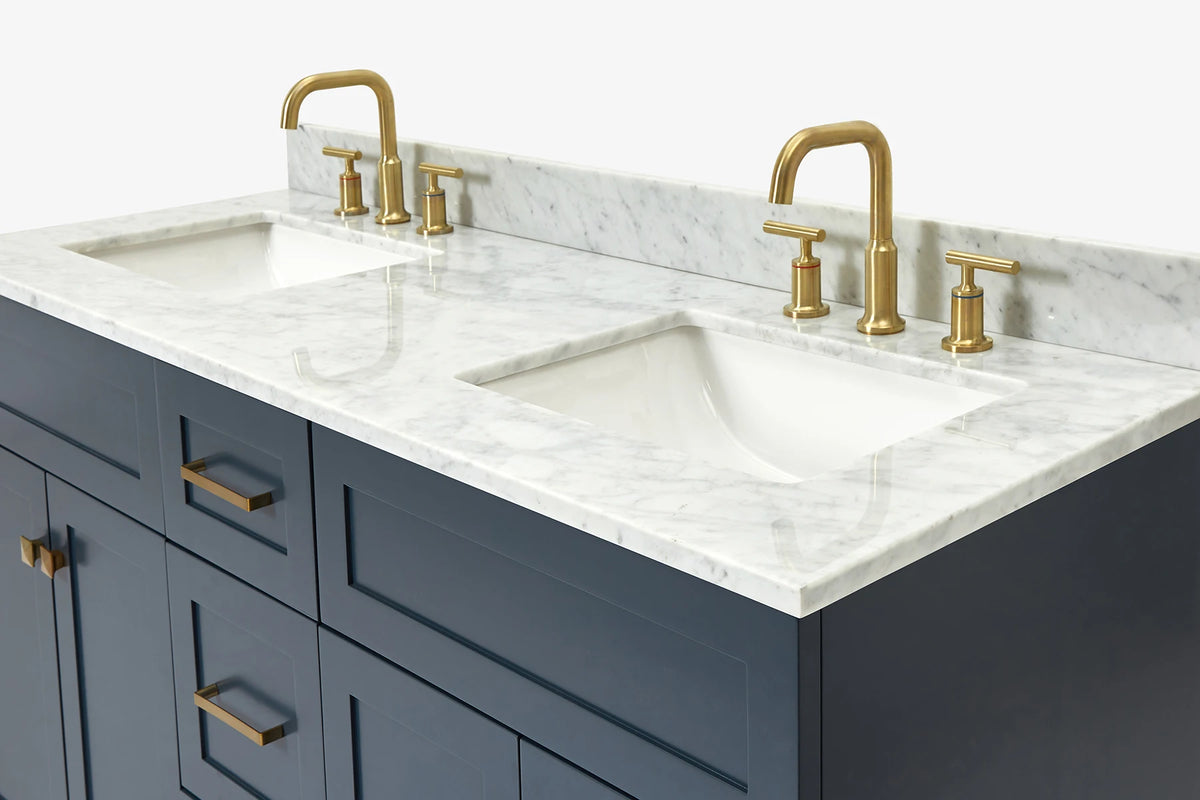 Ariel hamlet (60"& 61") double rectangle sink vanity with (0.75"& 1.5") countertop.