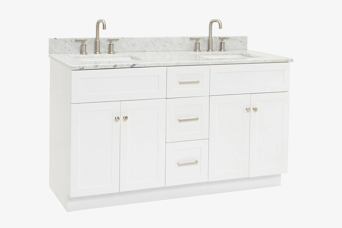 Ariel hamlet (60"& 61") double rectangle sink vanity with (0.75"& 1.5") countertop.