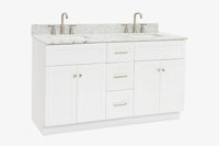 Ariel hamlet (60"& 61") double rectangle sink vanity with (0.75"& 1.5") countertop.