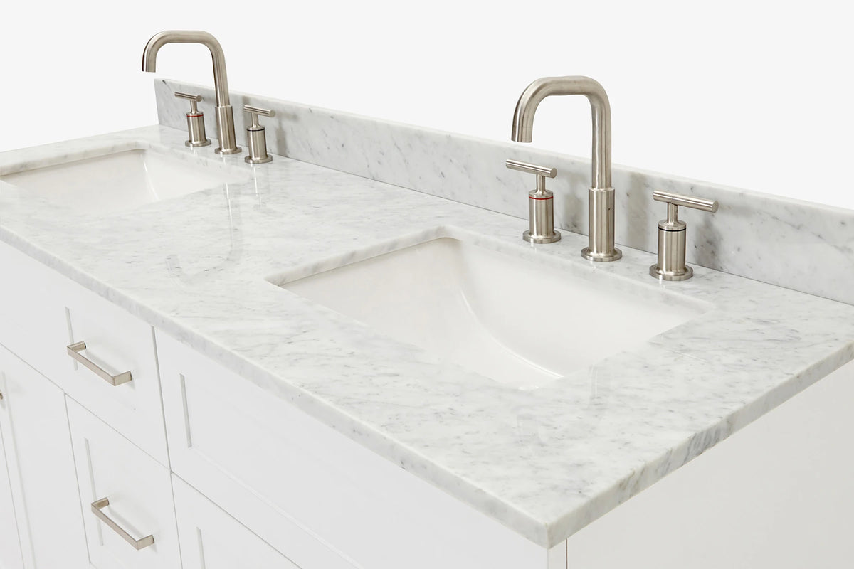 Ariel hamlet (60"& 61") double rectangle sink vanity with (0.75"& 1.5") countertop.
