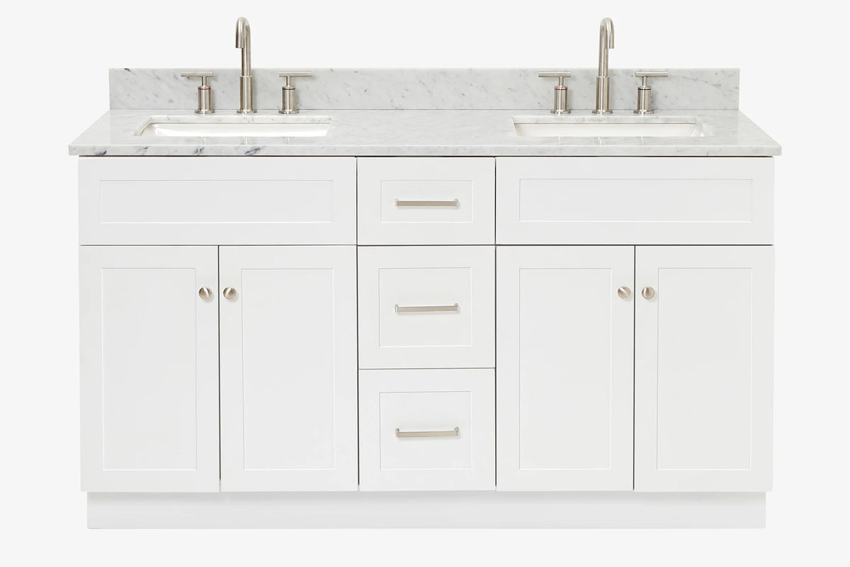 Ariel hamlet (60"& 61") double rectangle sink vanity with (0.75"& 1.5") countertop.