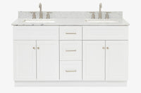 Ariel hamlet (60"& 61") double rectangle sink vanity with (0.75"& 1.5") countertop.