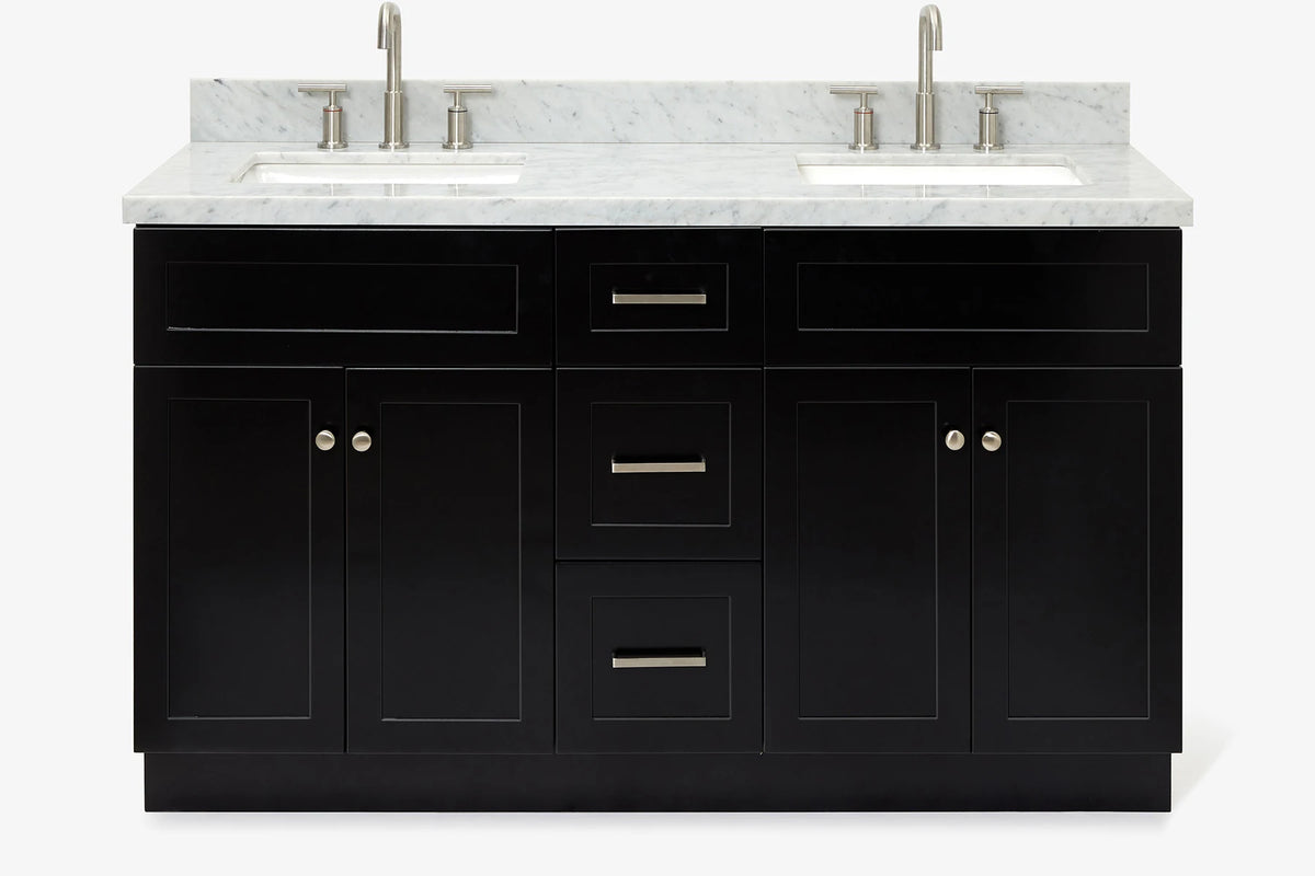 Ariel hamlet (60"& 61") double rectangle sink vanity with (0.75"& 1.5") countertop.
