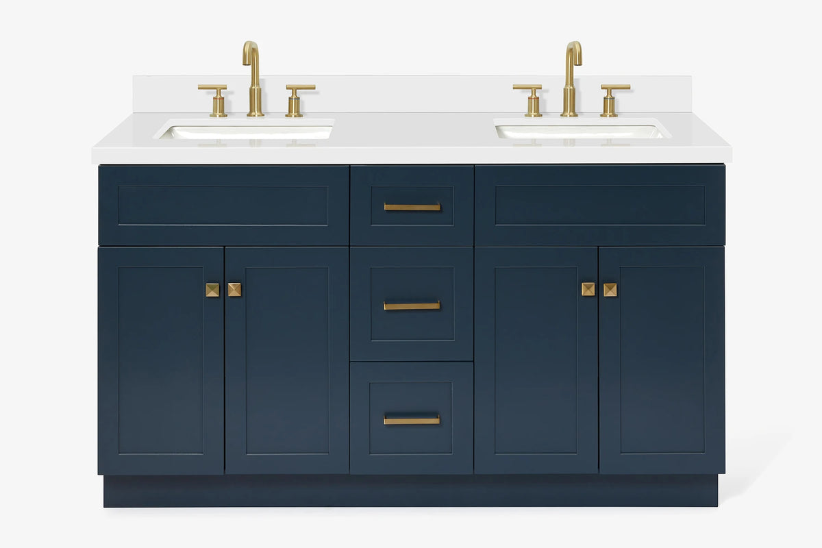 Ariel hamlet (60"& 61") double rectangle sink vanity with (0.75"& 1.5") countertop.