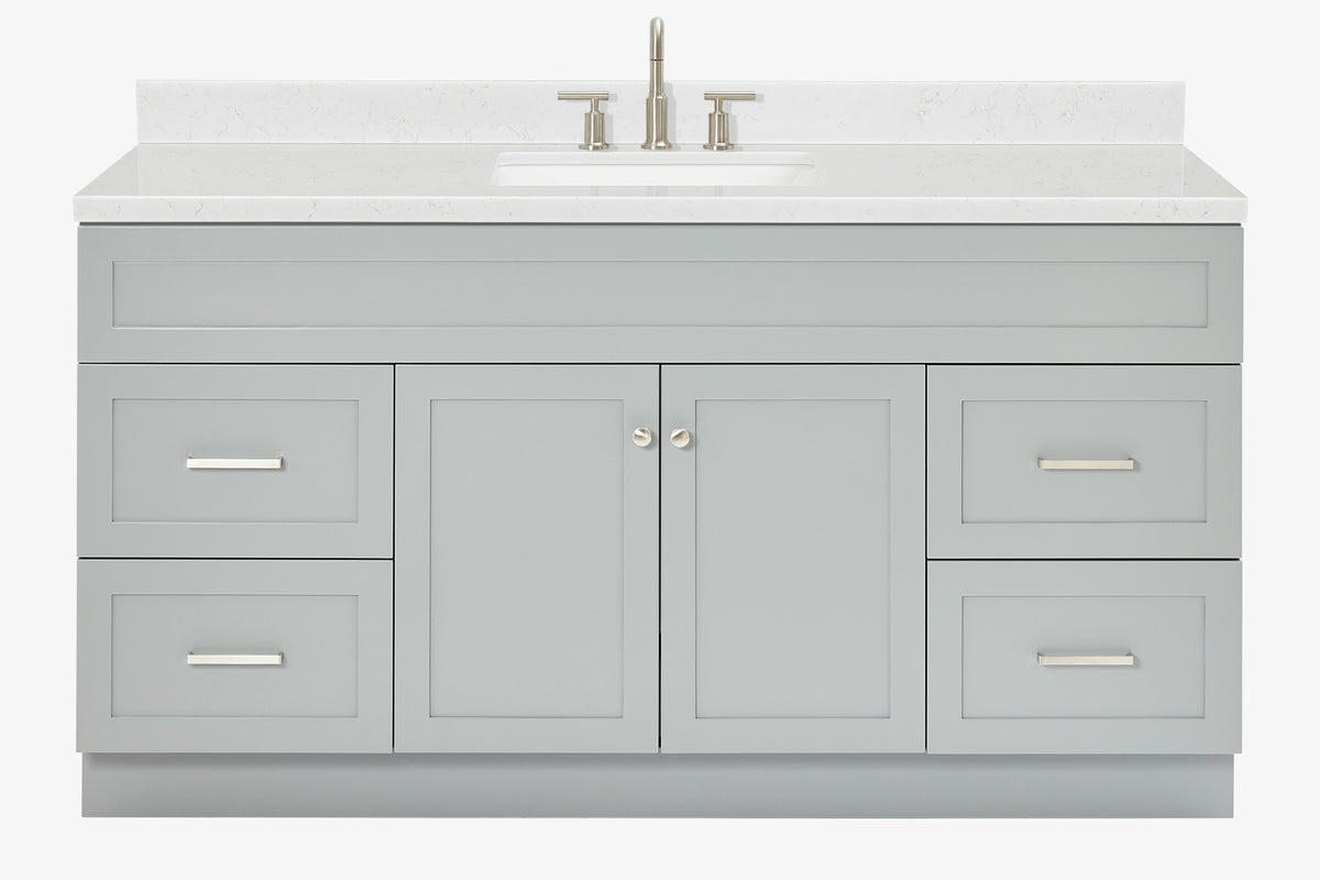 Ariel hamlet(66"&67") inch single rectangle sink vanity with marble countertop (0.75"&1.5") edge.