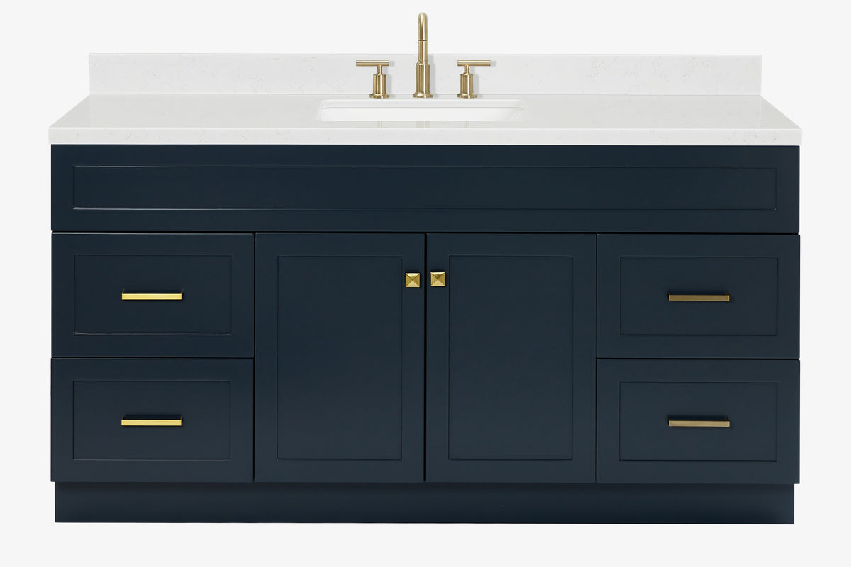 Ariel hamlet(66"&67") inch single rectangle sink vanity with marble countertop (0.75"&1.5") edge.