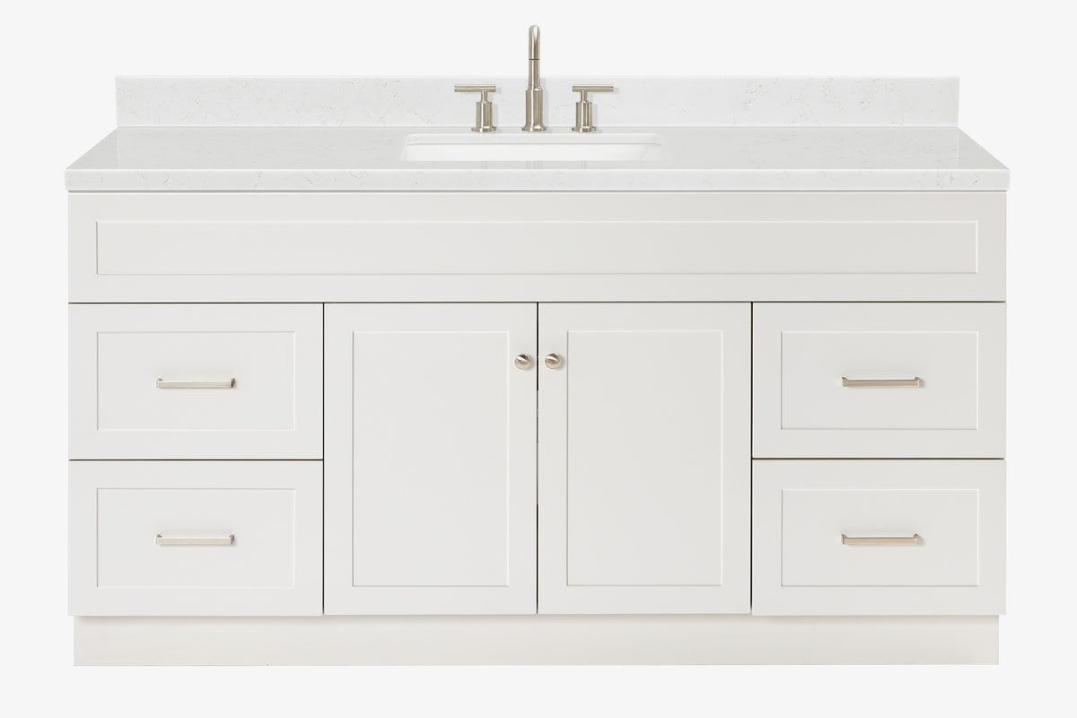 Ariel hamlet(66"&67") inch single rectangle sink vanity with marble countertop (0.75"&1.5") edge.