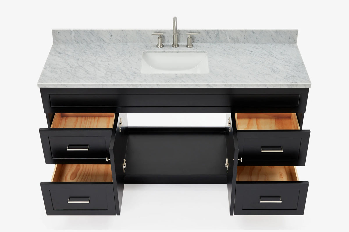 Ariel hamlet(66"&67") inch single rectangle sink vanity with marble countertop (0.75"&1.5") edge.