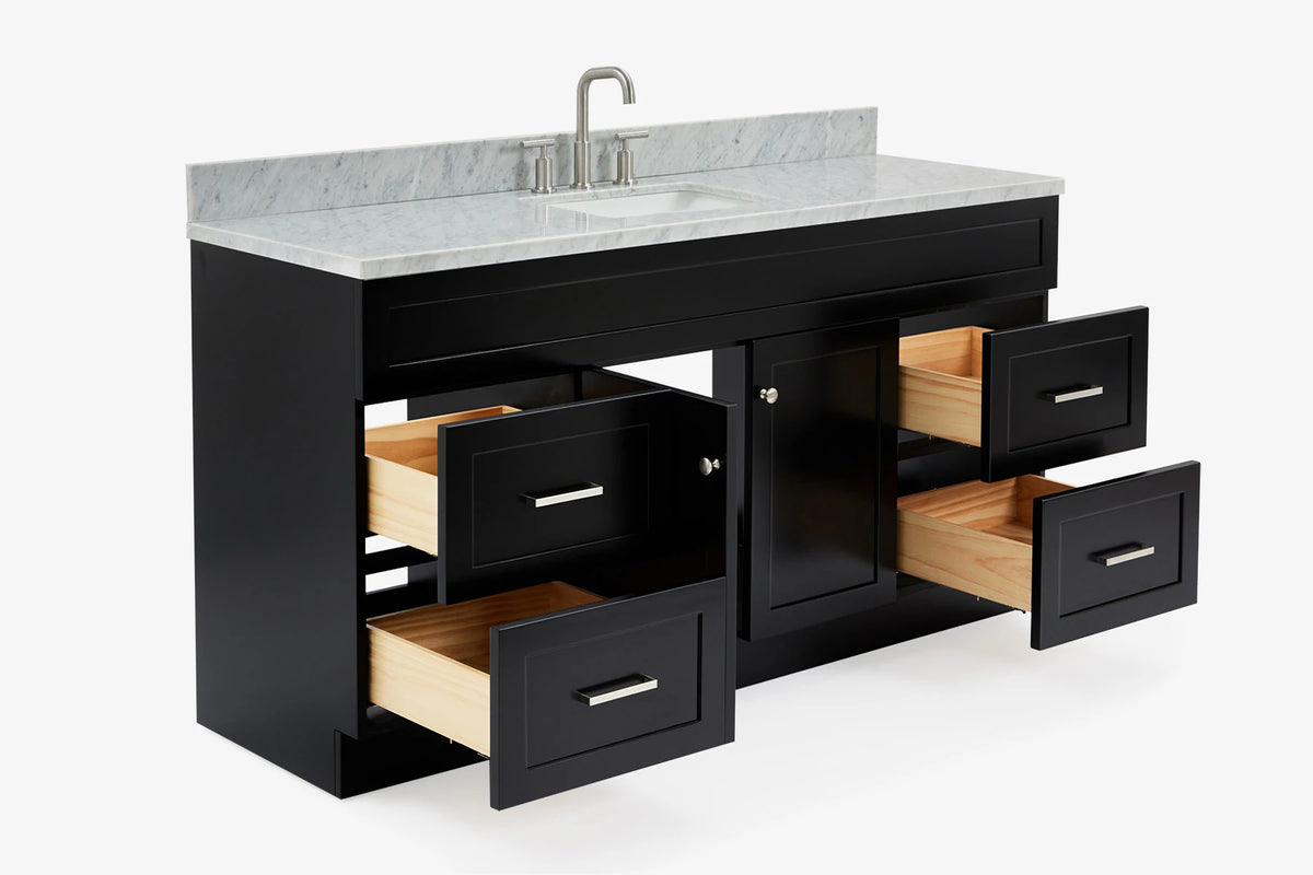 Ariel hamlet(66"&67") inch single rectangle sink vanity with marble countertop (0.75"&1.5") edge.