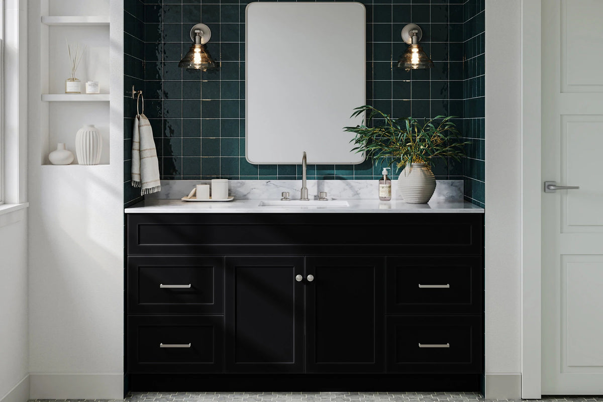 Ariel hamlet(66"&67") inch single rectangle sink vanity with marble countertop (0.75"&1.5") edge.