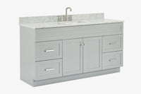 Ariel hamlet(66"&67") inch single rectangle sink vanity with marble countertop (0.75"&1.5") edge.