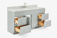 Ariel hamlet(66"&67") inch single rectangle sink vanity with marble countertop (0.75"&1.5") edge.
