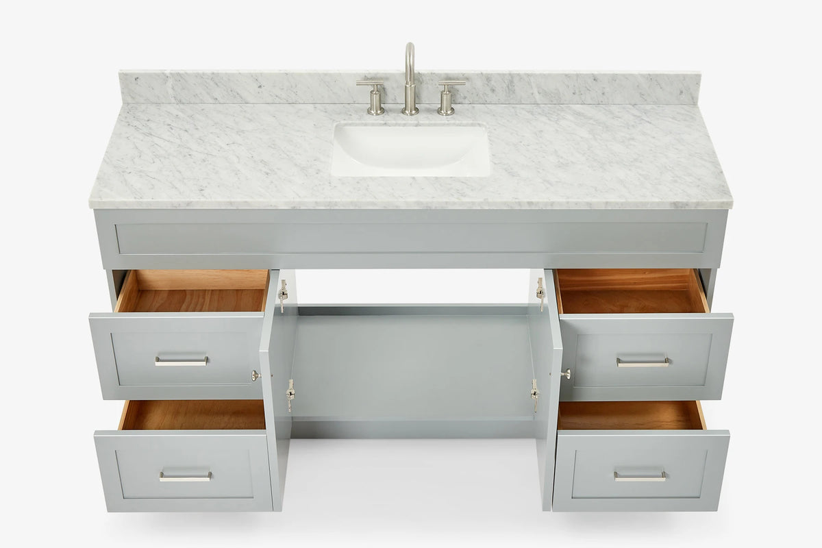 Ariel hamlet(66"&67") inch single rectangle sink vanity with marble countertop (0.75"&1.5") edge.