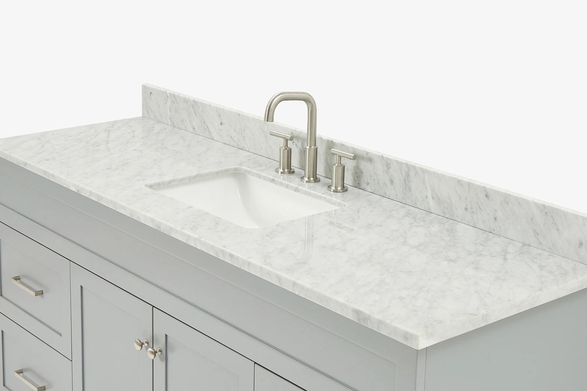 Ariel hamlet(66"&67") inch single rectangle sink vanity with marble countertop (0.75"&1.5") edge.