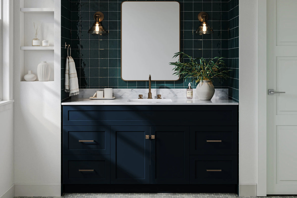 Ariel hamlet(66"&67") inch single rectangle sink vanity with marble countertop (0.75"&1.5") edge.