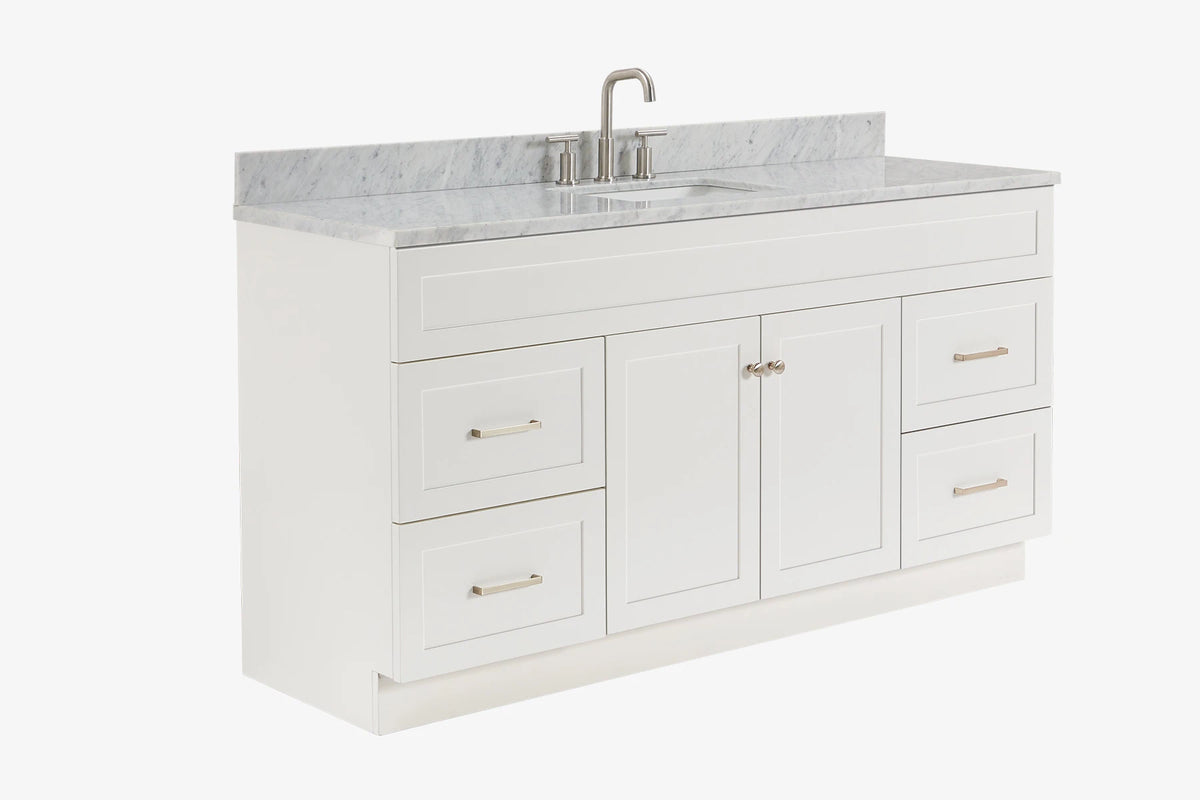 Ariel hamlet(66"&67") inch single rectangle sink vanity with marble countertop (0.75"&1.5") edge.