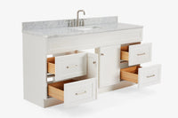 Ariel hamlet(66"&67") inch single rectangle sink vanity with marble countertop (0.75"&1.5") edge.