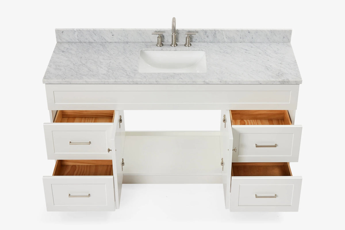 Ariel hamlet(66"&67") inch single rectangle sink vanity with marble countertop (0.75"&1.5") edge.