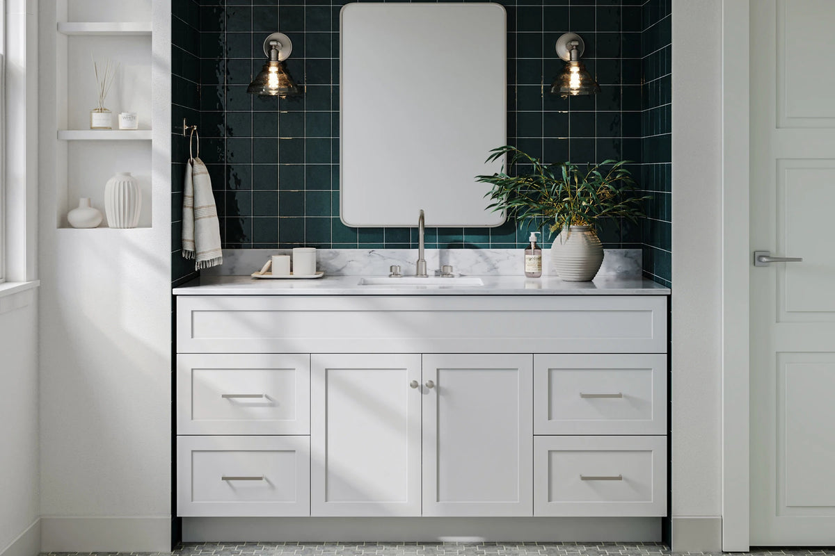Ariel hamlet(66"&67") inch single rectangle sink vanity with marble countertop (0.75"&1.5") edge.
