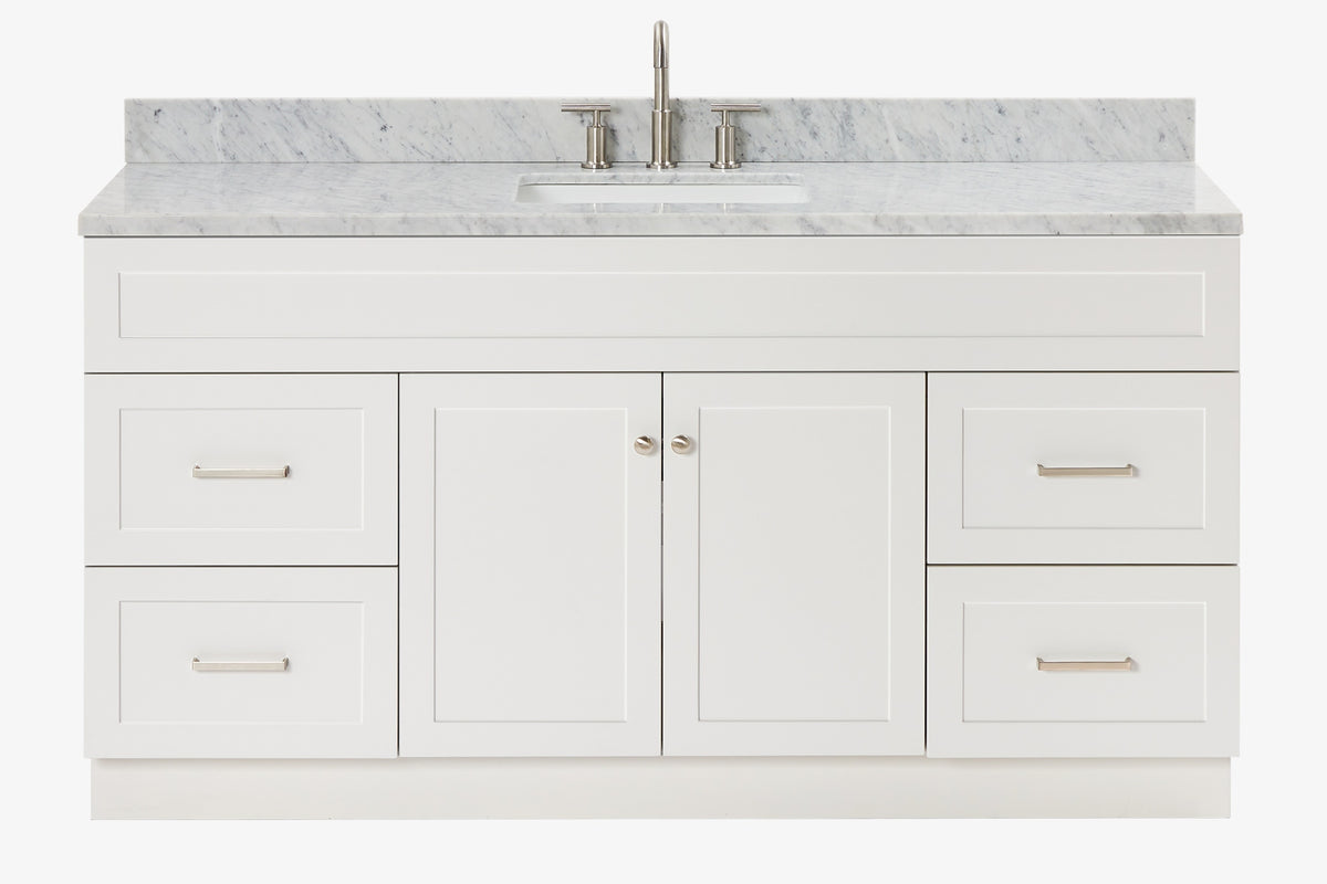 Ariel hamlet(66"&67") inch single rectangle sink vanity with marble countertop (0.75"&1.5") edge.