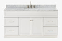 Ariel hamlet(66"&67") inch single rectangle sink vanity with marble countertop (0.75"&1.5") edge.