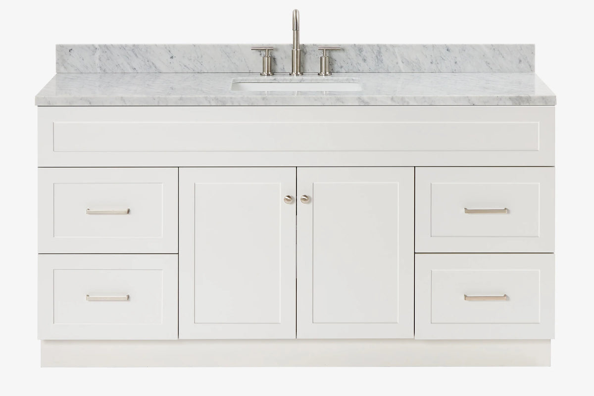 Ariel hamlet(66"&67") inch single rectangle sink vanity with marble countertop (0.75"&1.5") edge.
