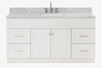 Ariel hamlet(66"&67") inch single rectangle sink vanity with marble countertop (0.75"&1.5") edge.