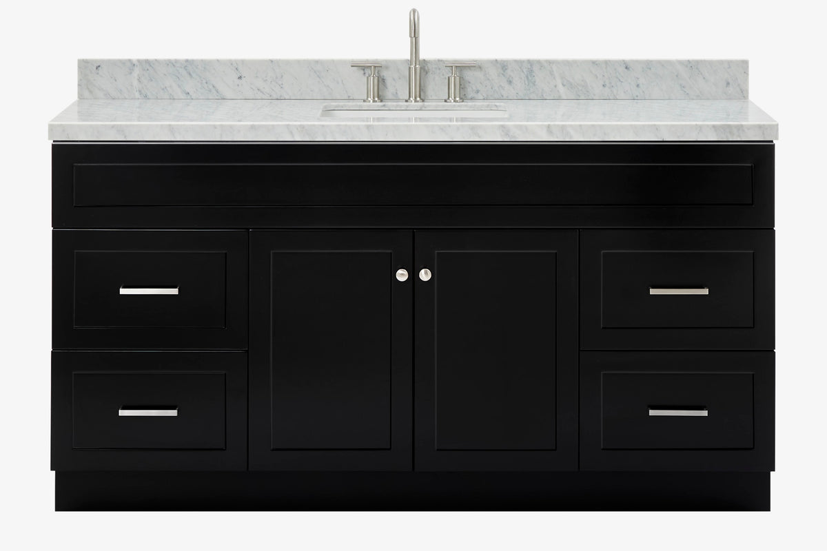 Ariel hamlet(66"&67") inch single rectangle sink vanity with marble countertop (0.75"&1.5") edge.