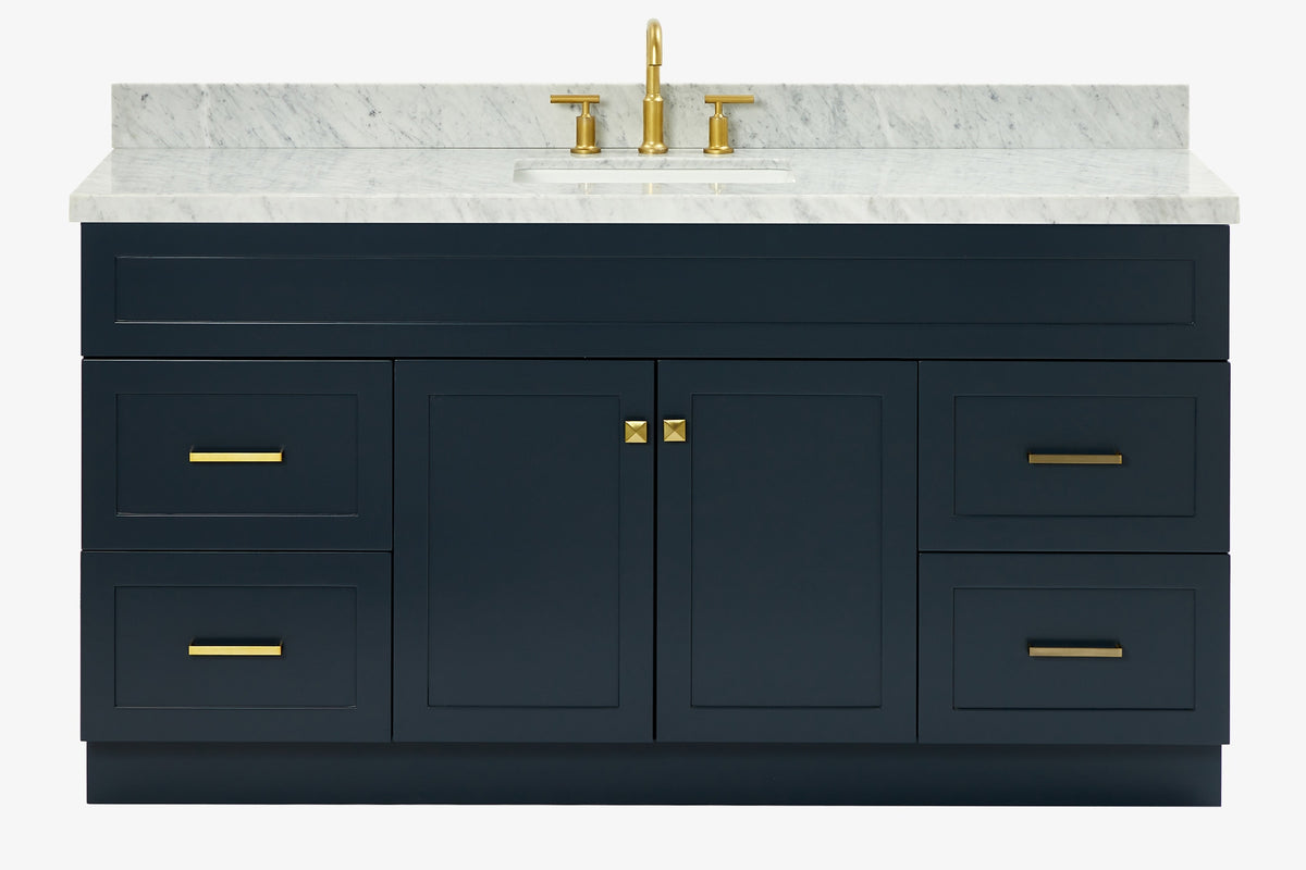 Ariel hamlet(66"&67") inch single rectangle sink vanity with marble countertop (0.75"&1.5") edge.