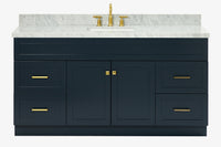 Ariel hamlet(66"&67") inch single rectangle sink vanity with marble countertop (0.75"&1.5") edge.