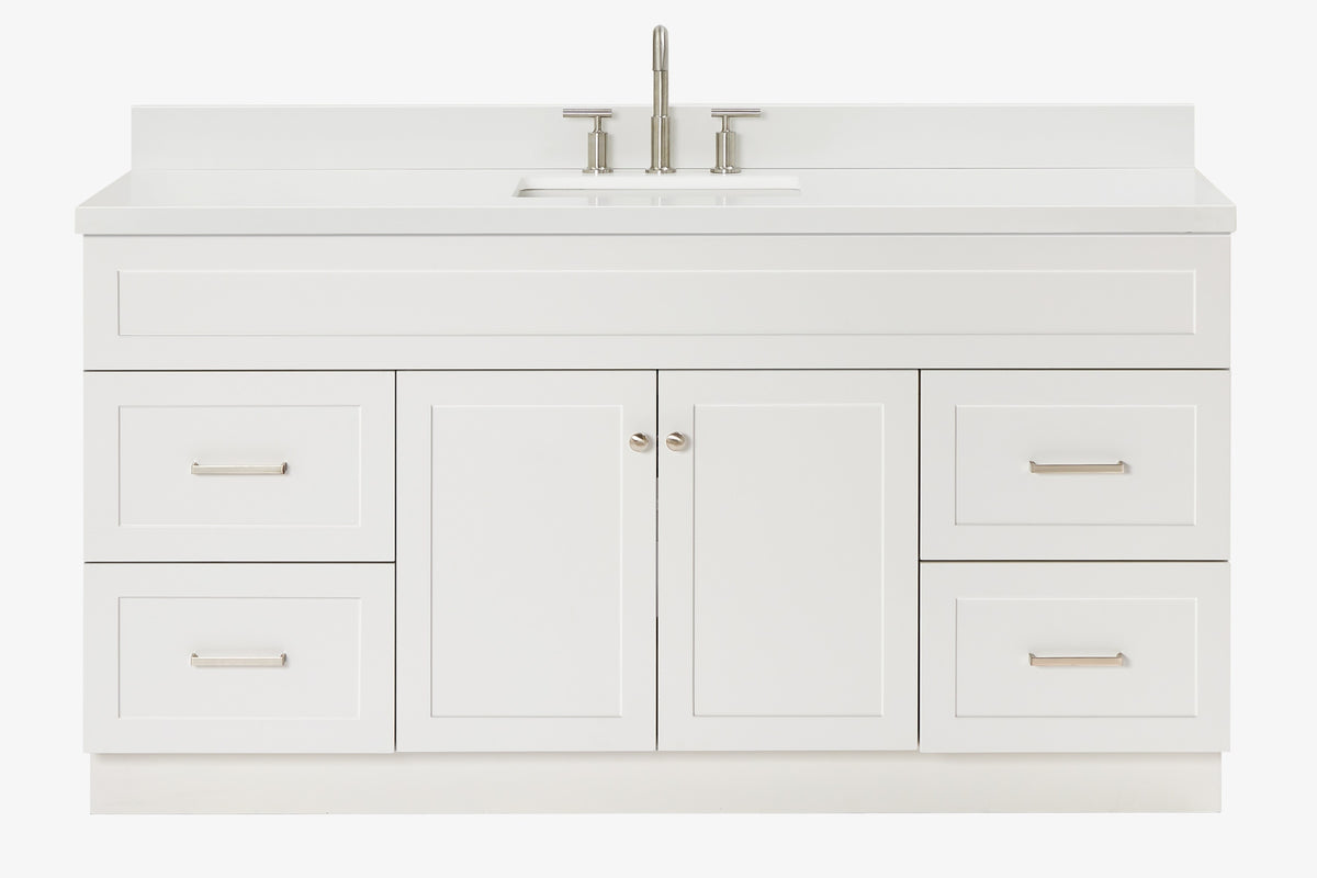 Ariel hamlet(66"&67") inch single rectangle sink vanity with marble countertop (0.75"&1.5") edge.