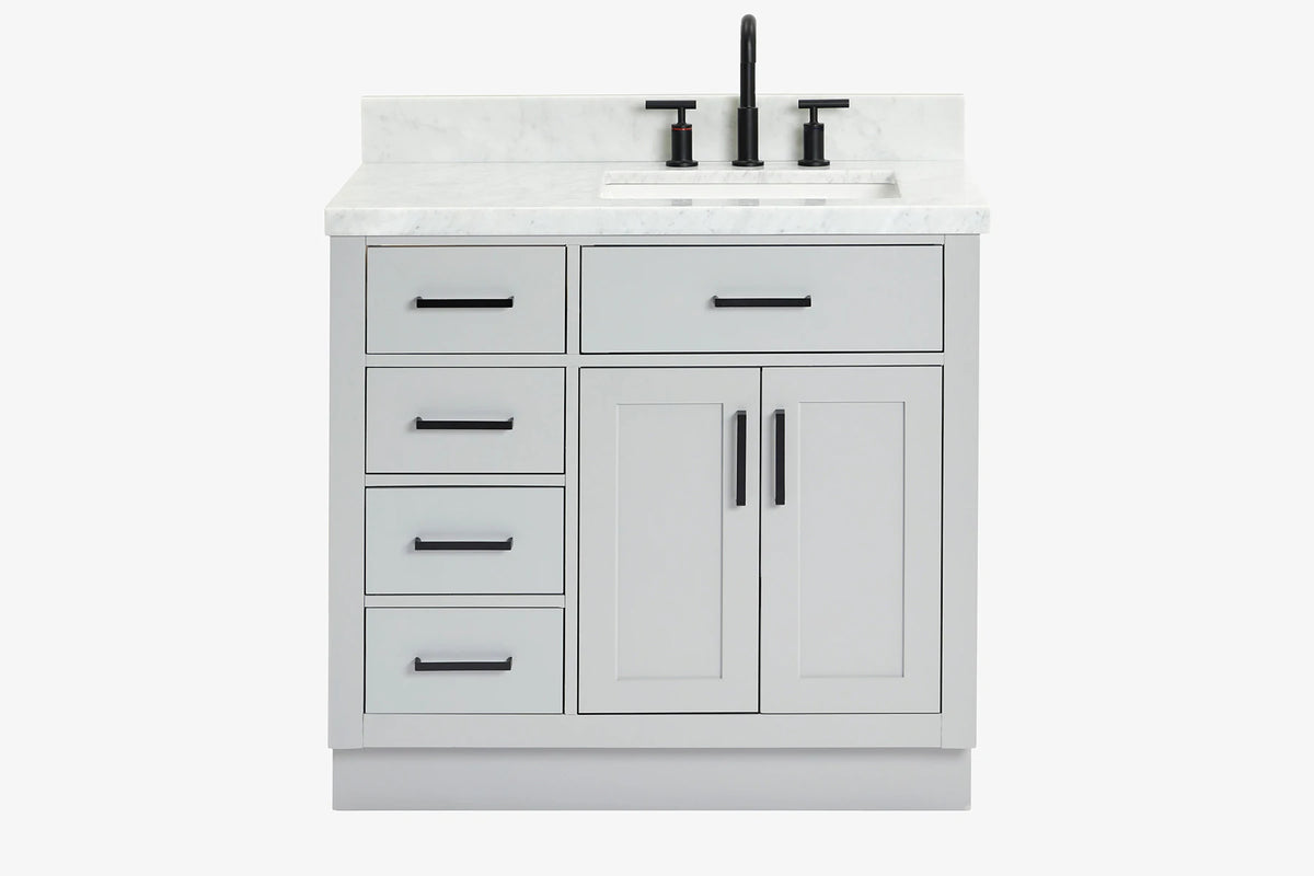Ariel hepburn 36-37 in. right offset rectangle sink vanity with 0.75-1.5 in. with countertop