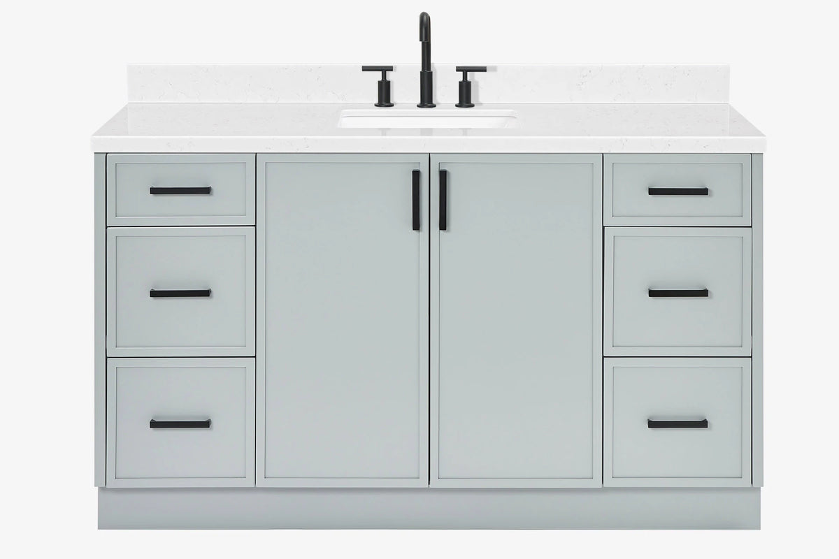 Ariel kelly 61 inch single rectangle sink bathroom vanity with marble countertop 1.5 inch edge
