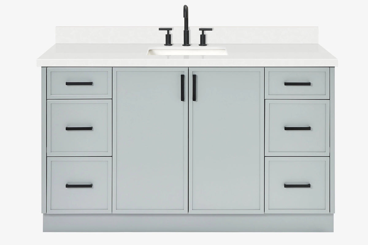 Ariel kelly 61 inch single rectangle sink bathroom vanity with marble countertop 1.5 inch edge