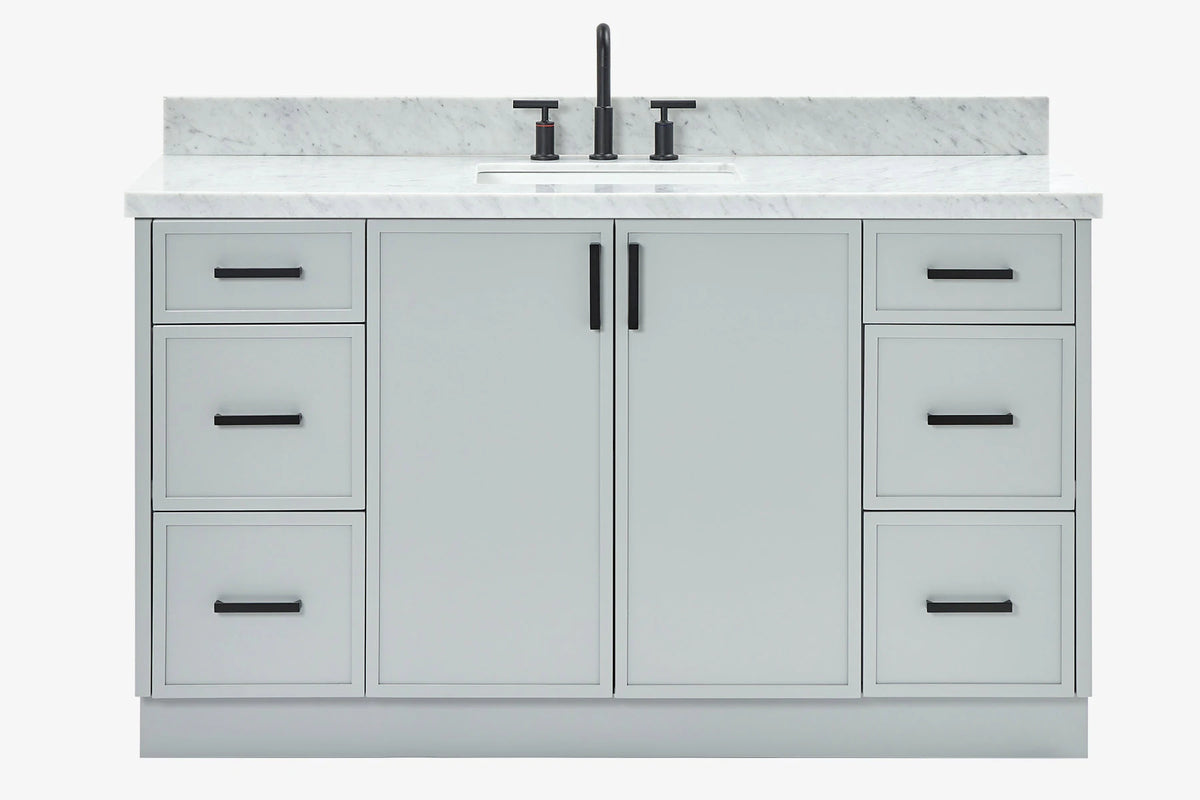 Ariel kelly 61 inch single rectangle sink bathroom vanity with marble countertop 1.5 inch edge