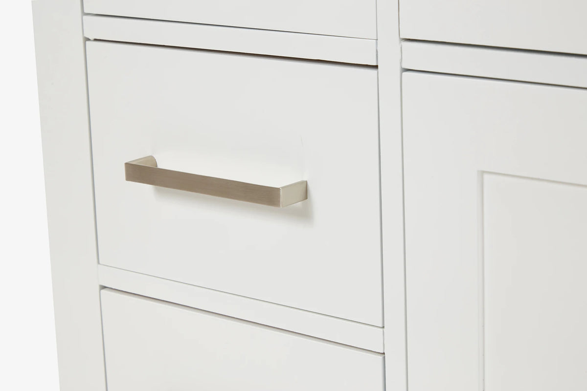 Ariel bristol 37 in. right offset single rectangle sink vanity with 0.75 in. carrara white marble countertop in white