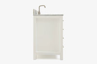 Ariel bristol 37 in. right offset single rectangle sink vanity with 0.75 in. carrara white marble countertop in white
