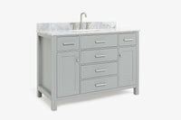 Ariel bristol 49 in. single rectangle sink vanity with 0.75 in. carrara white marble countertop in white