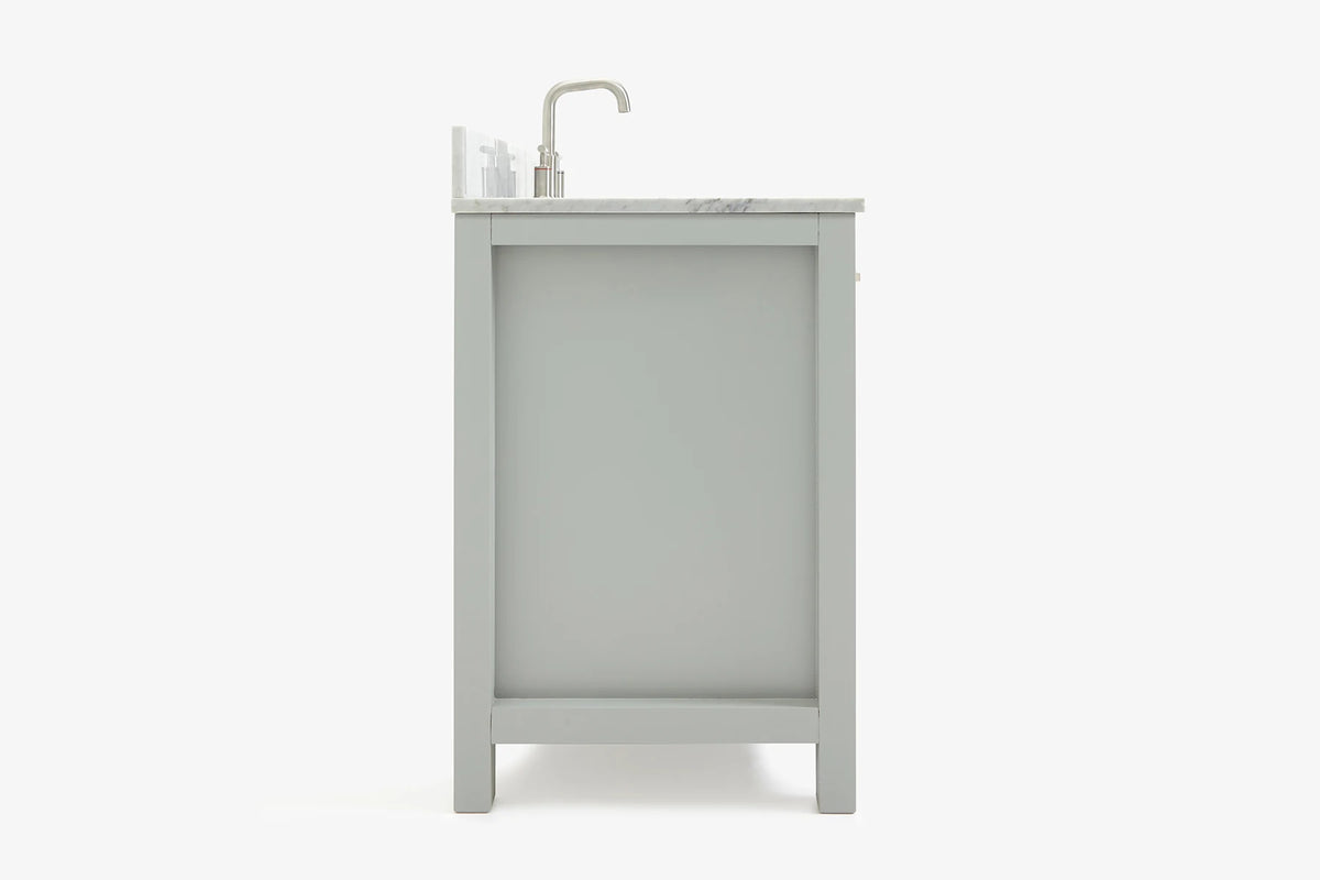 Ariel bristol 49 in. single rectangle sink vanity with 0.75 in. carrara white marble countertop in white