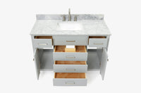 Ariel bristol 49 in. single rectangle sink vanity with 0.75 in. carrara white marble countertop in white