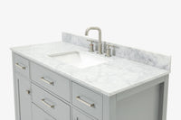 Ariel bristol 49 in. single rectangle sink vanity with 0.75 in. carrara white marble countertop in white